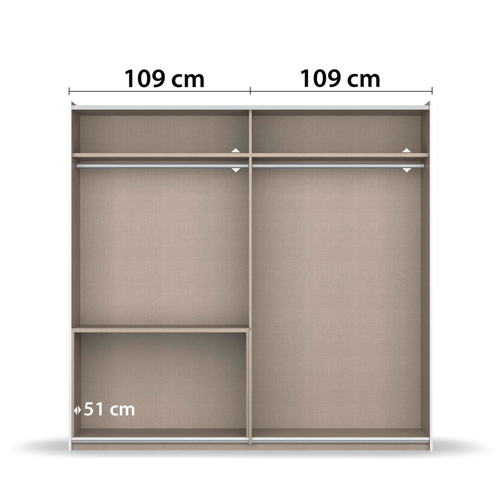Schwebetürenschrank - alpinweiß - 218 cm breit