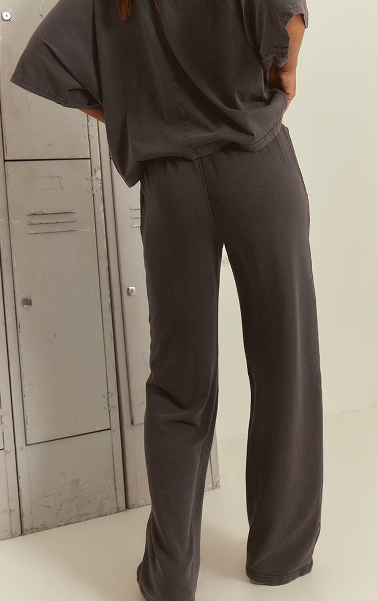 Charbon Joggers Jambe Droite À Panneaux Côtelés Effet Délavé Acide