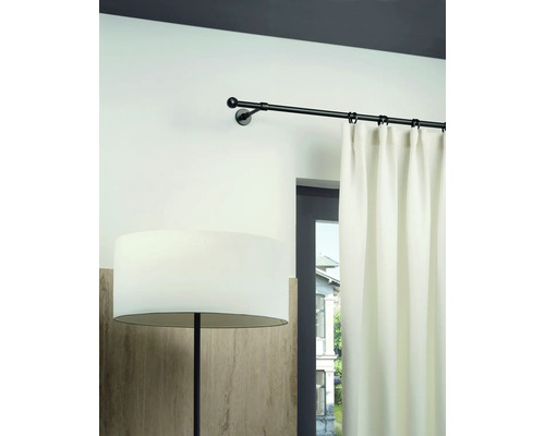 Uitschuifbare gordijnroedeset, 2-in-1, zwart, 120-210 cm, Ø 16/19 mm