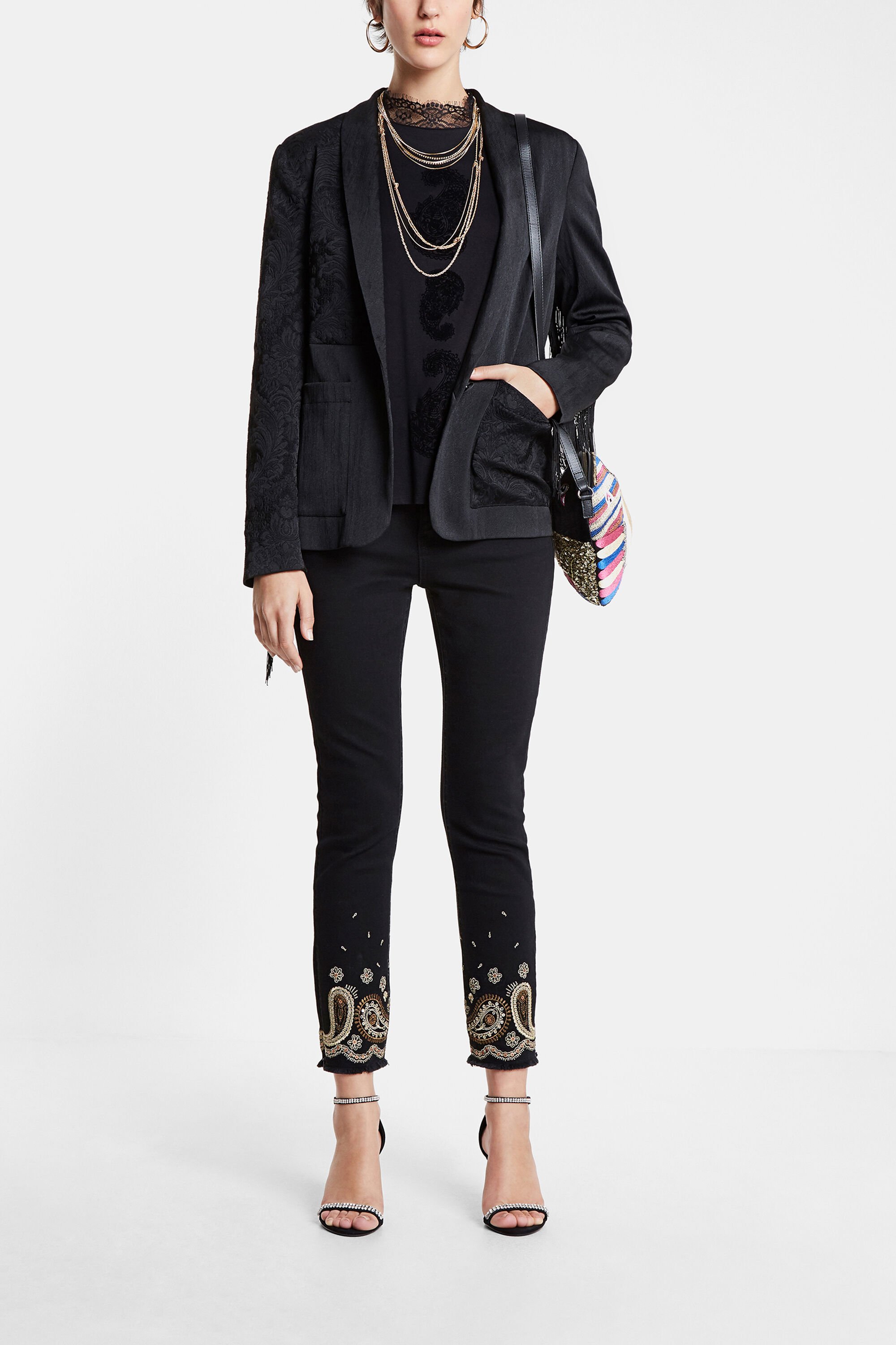 Blazer jacquard à franges