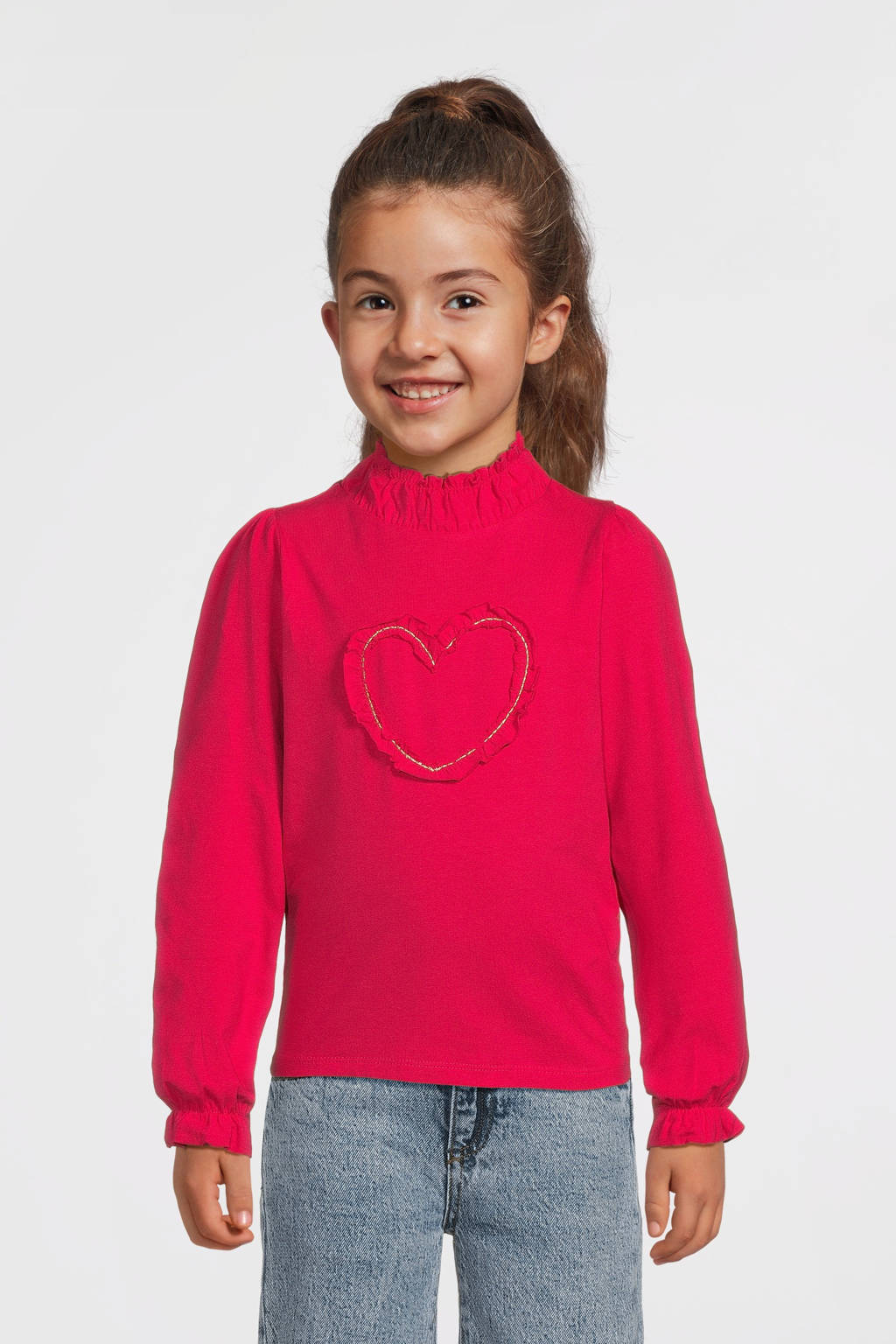 Moodstreet top Liv met printopdruk felroze