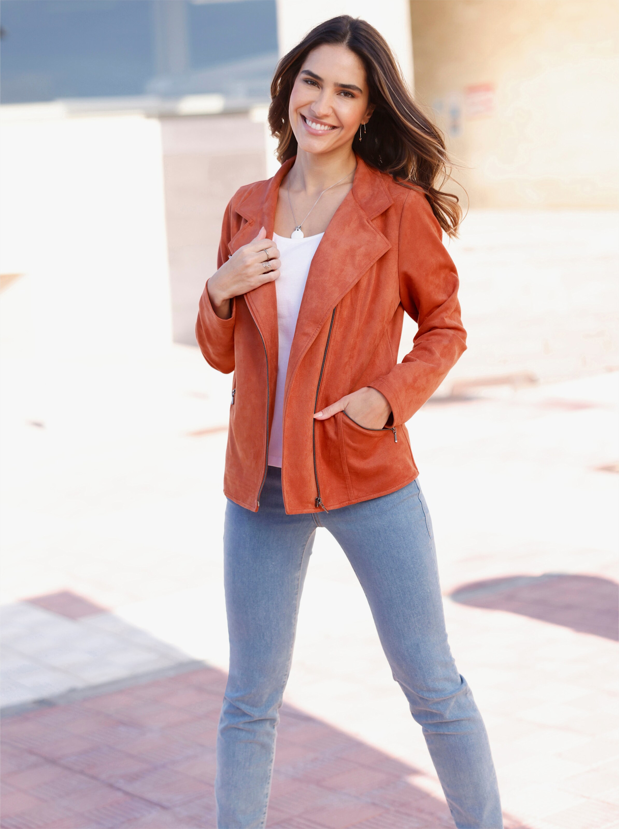 Jacke in Veloursleder-Optik