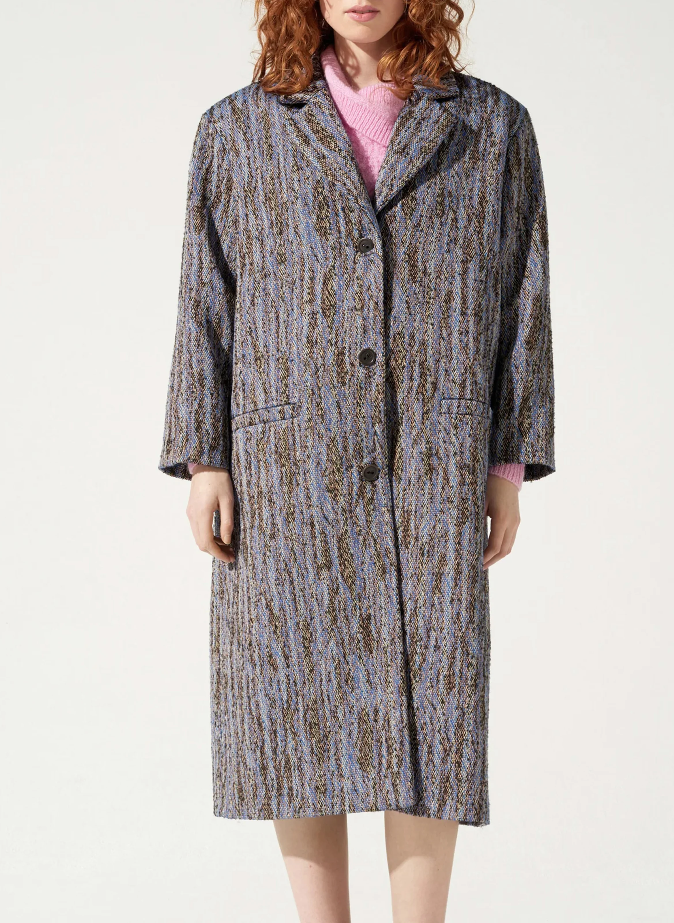 Manteau col tailleur| Bleu