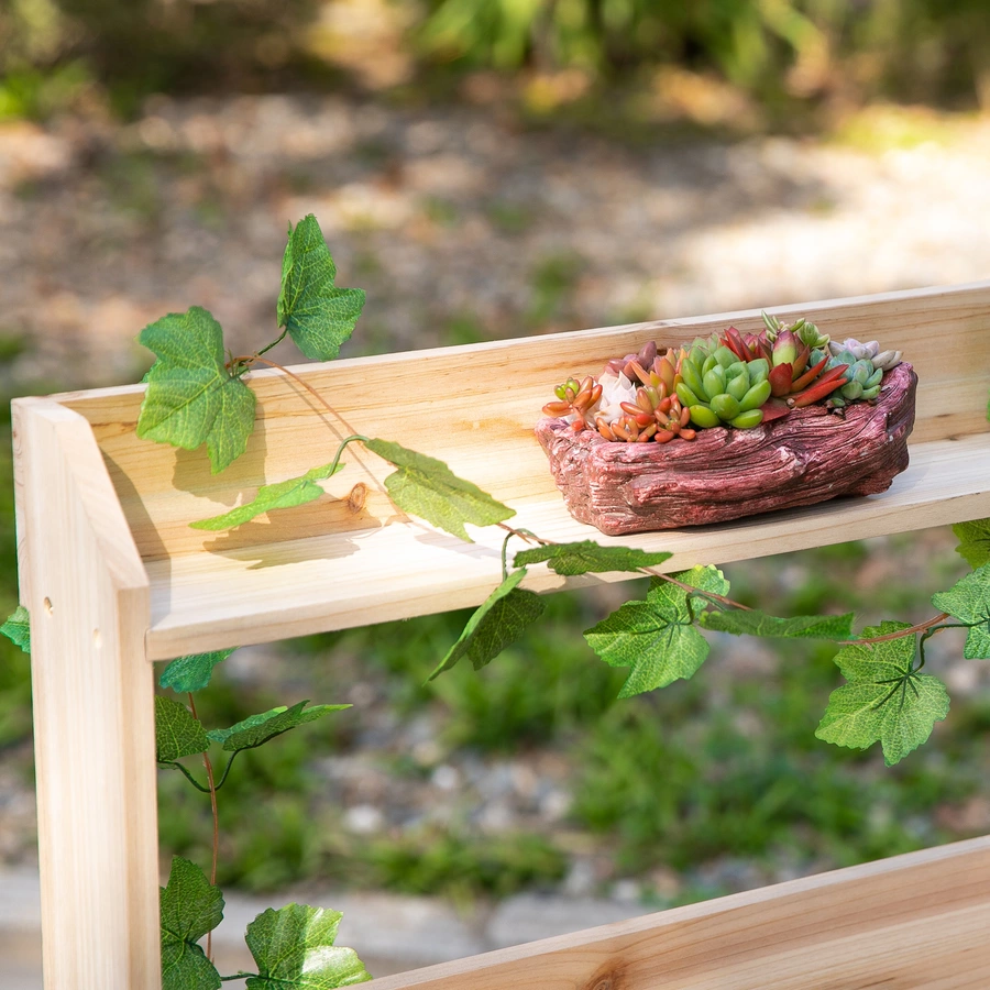 Outsunny Gärtnertisch mit Waschbecken und Rollen holz