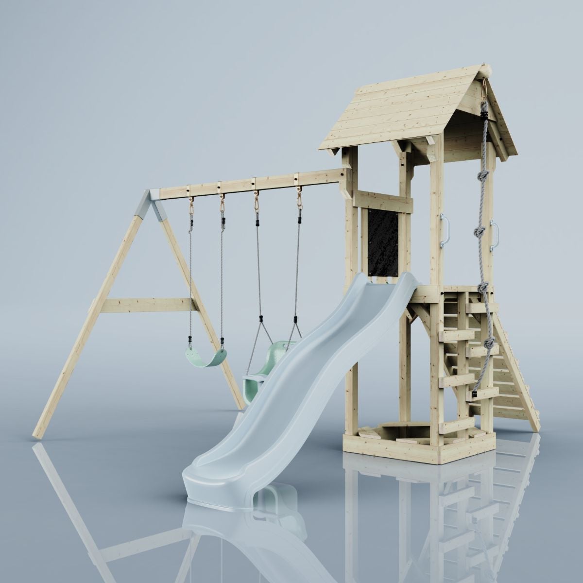 PolarPlay Vimmerby houten speeltoren in blauw