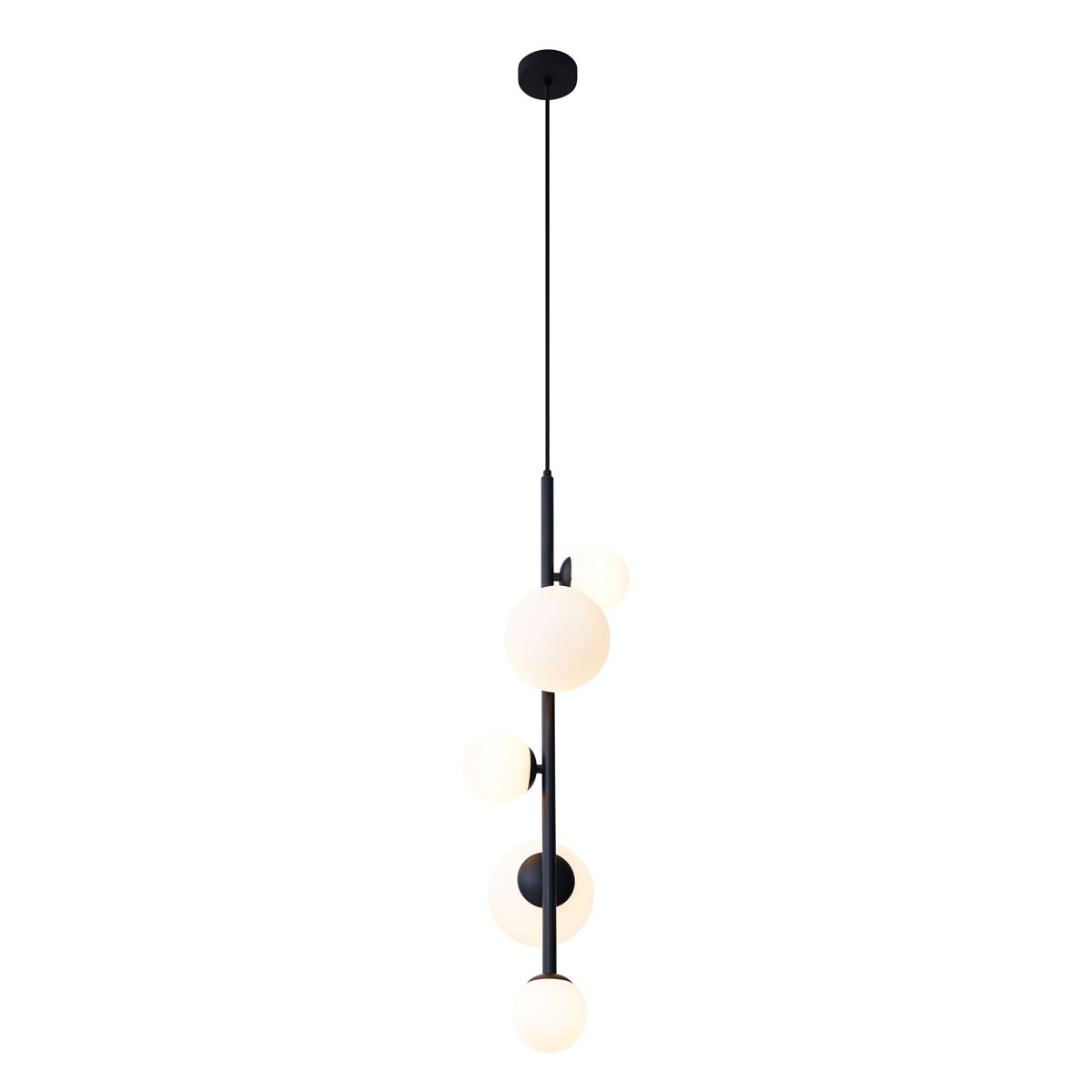 Design hanglamp zwart met mat glas 5-lichts - Vertical