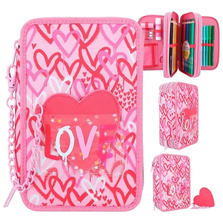 Depesche TOPModel 3-Fach Federtasche mit PU Herz ONE LOVE