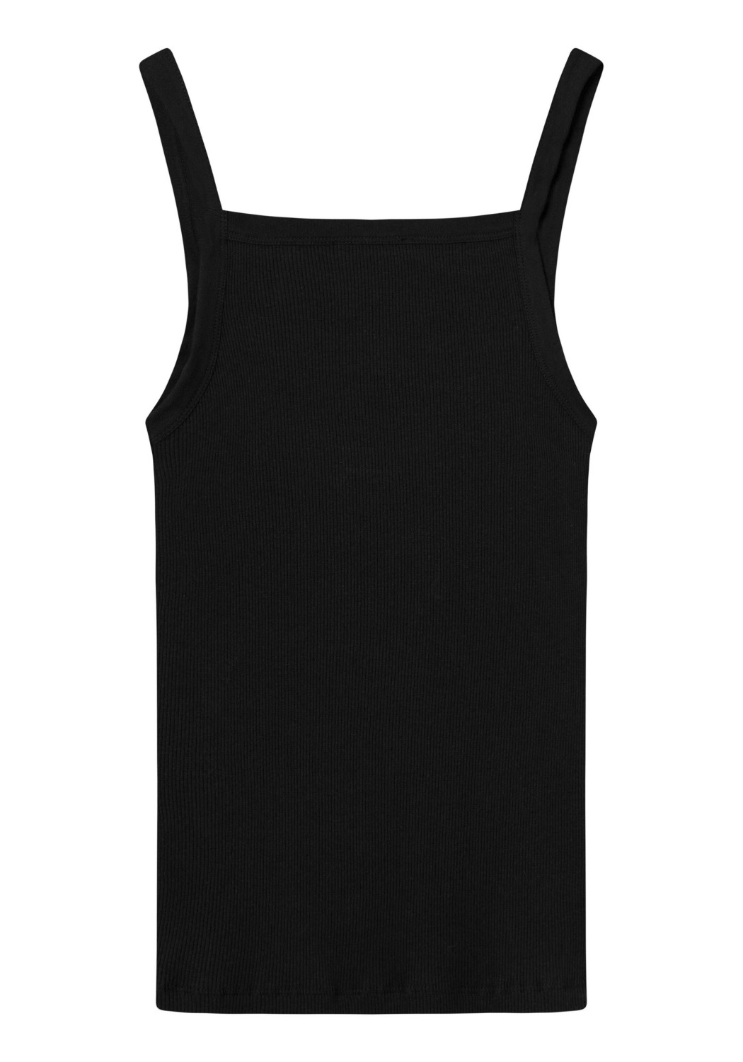 Knowledge Cotton Apparel Rib Strap Top Black Jet