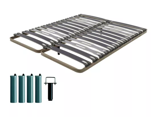 Sommier à lattes + pieds 2x70x190 Zeta - 26 lattes bois - Fabrication française