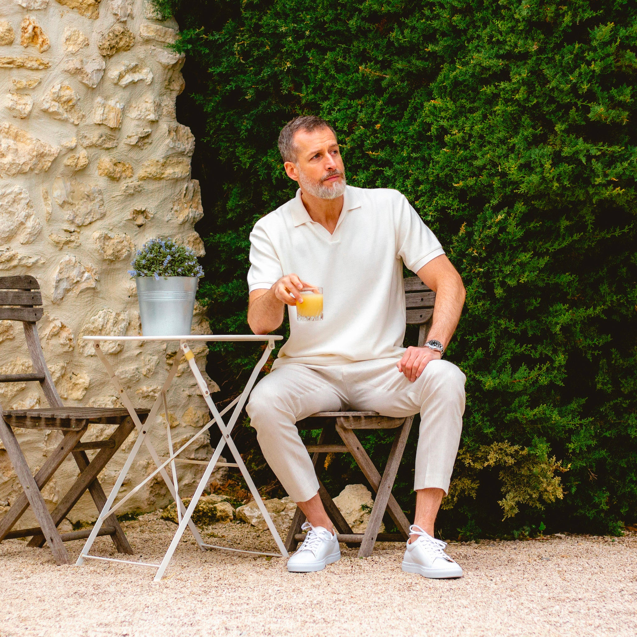 Kooper-Sneakers / Basket en cuir blanc