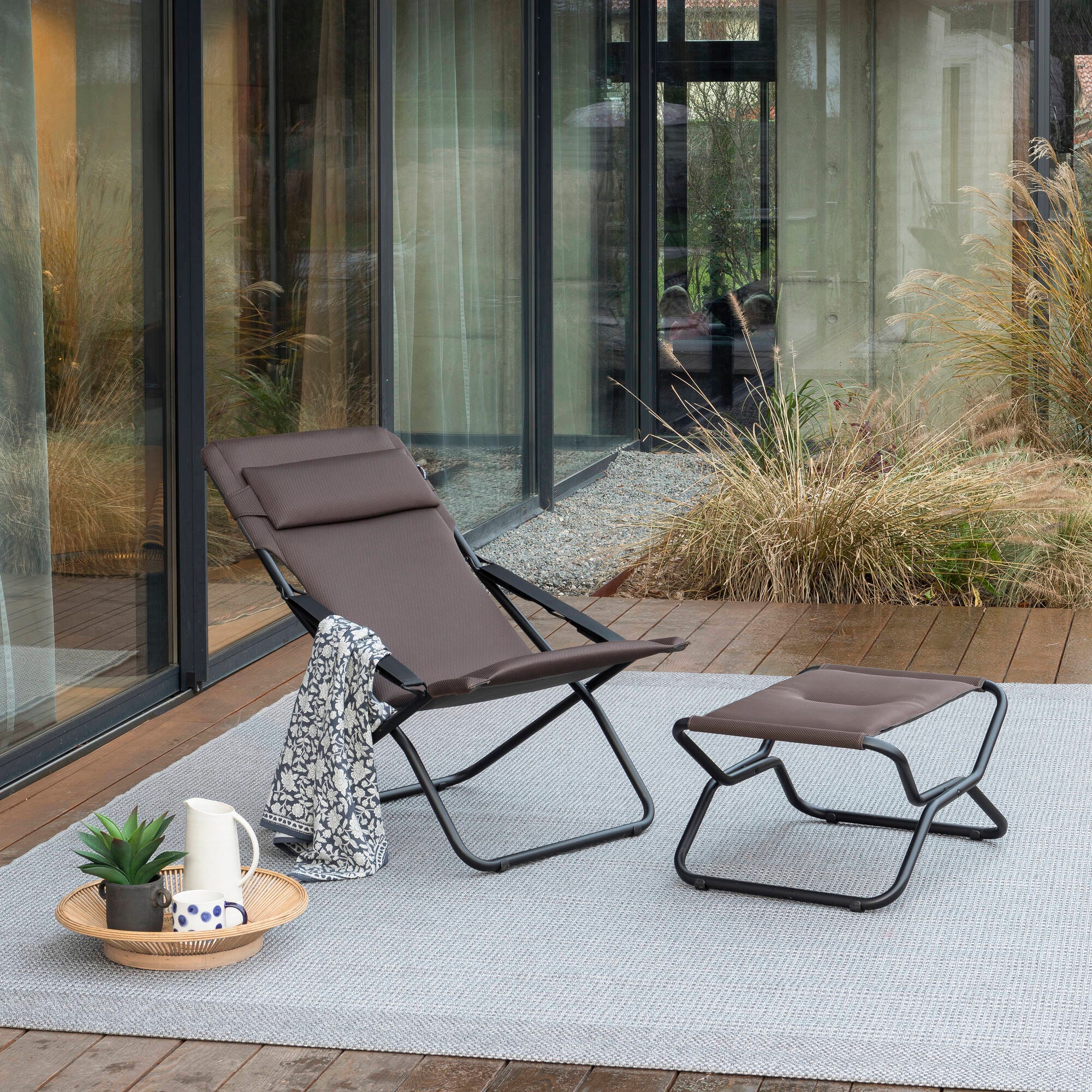Klappbare gepolsterte Fußstütze / Hocker Next AirComfort® Braun Taupe
