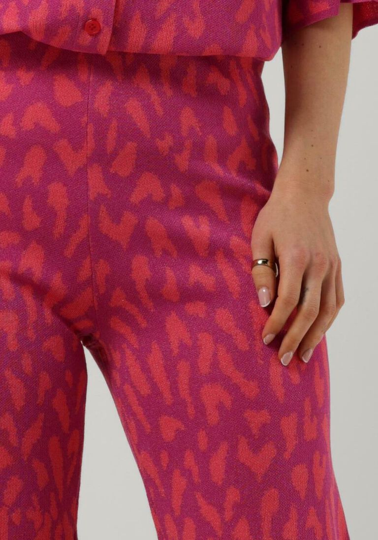 ALIX THE LABEL roze alix the label wijde broek ladies knitted wide leg jacquard pants