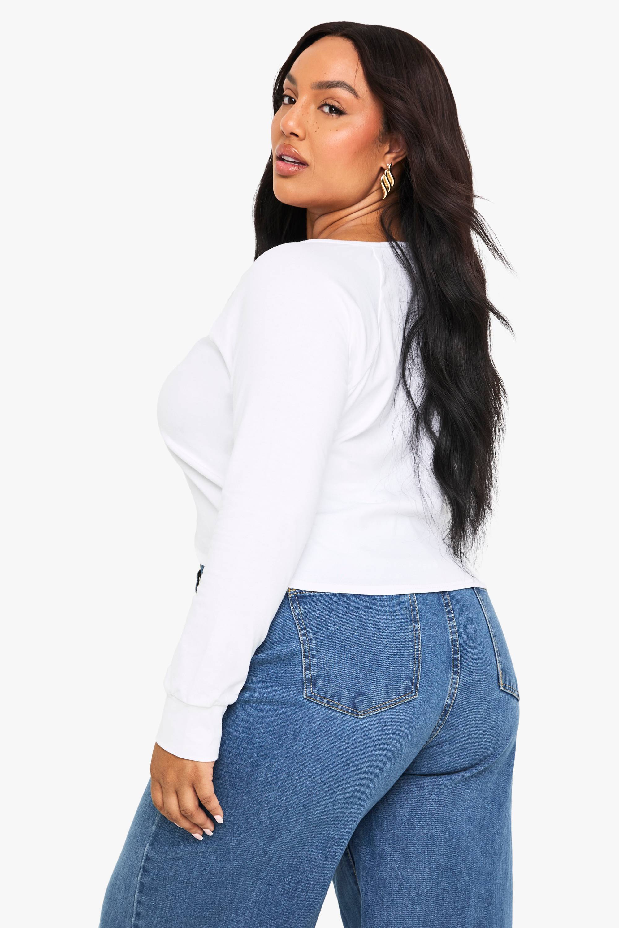 boohoo Haut boxy en coton Henley boutonné
