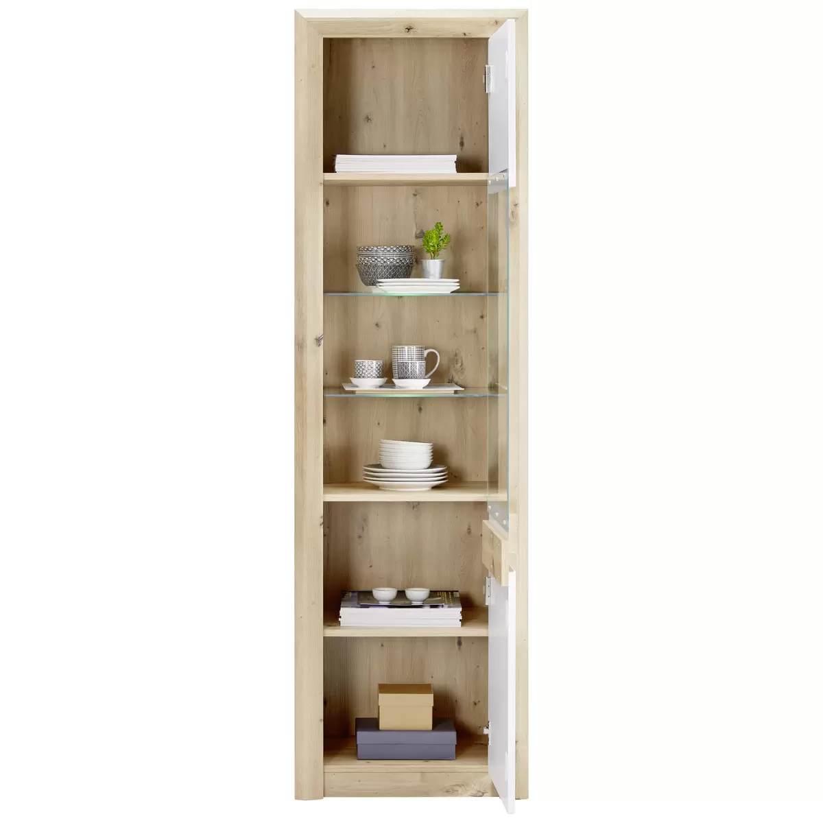Vitrine Kashmir weiss,Artisan Eiche
