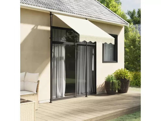 Auvent rétractable crème 150x150 m tissu et acier