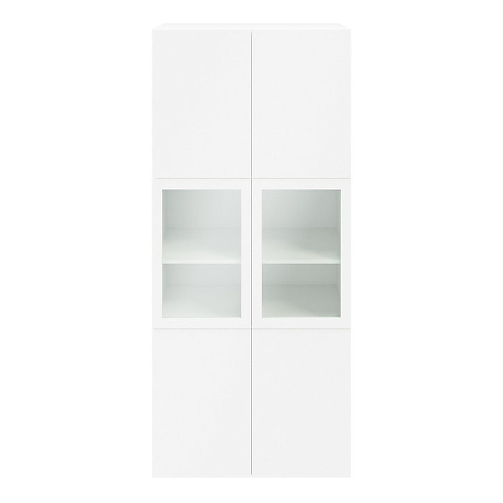 Bibliothèque blanche avec 2 portes vitrées GoodHome Atomia H. 225 x L. 100 x P. 47 cm