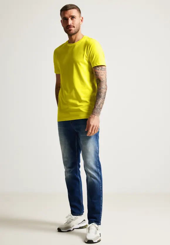 Basic T-Shirt in Unifarbe - lemon yellow