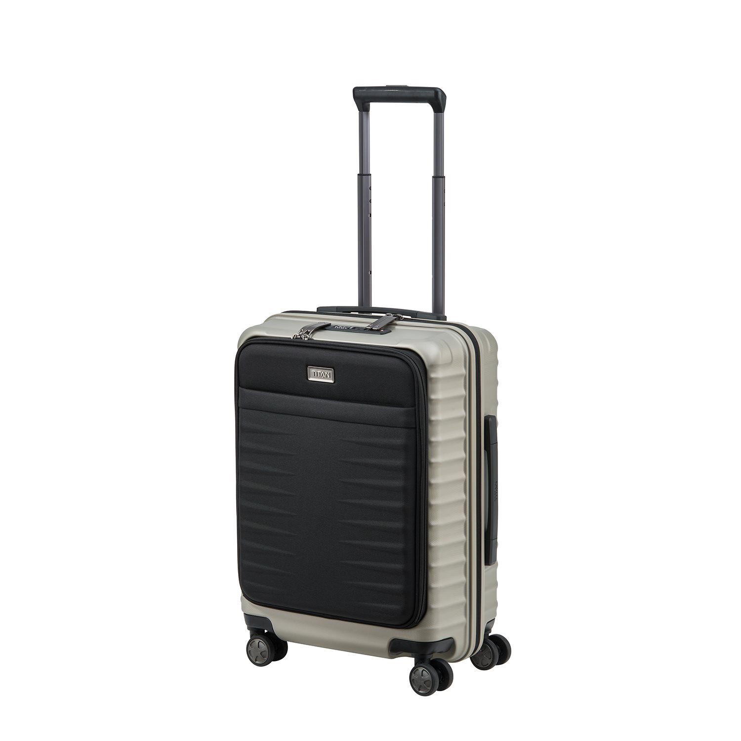 TITAN Litron 4 Wheel Trolley S Frontpocket champagne