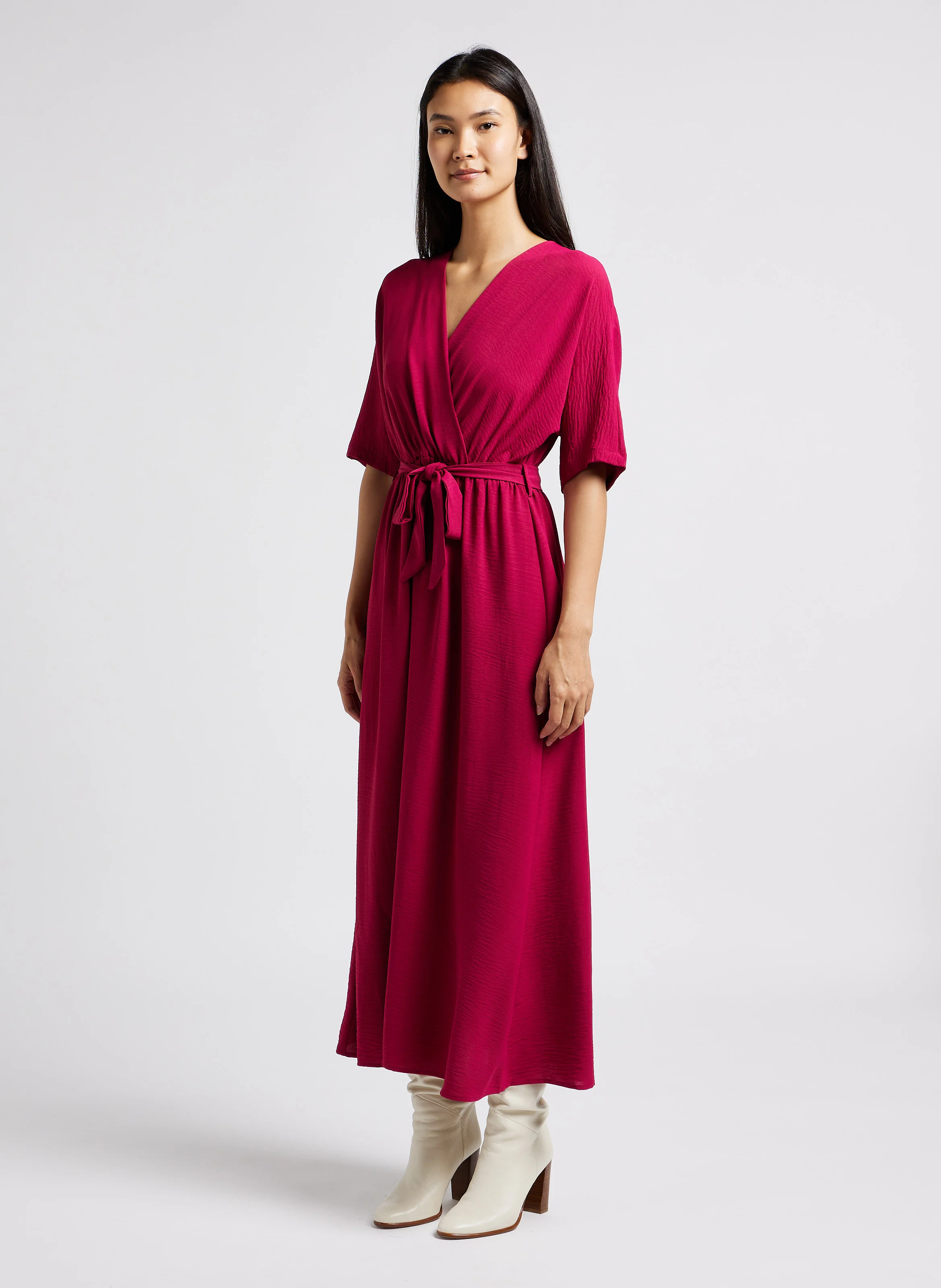 LAURA - Robe longue cache coeur| Rose