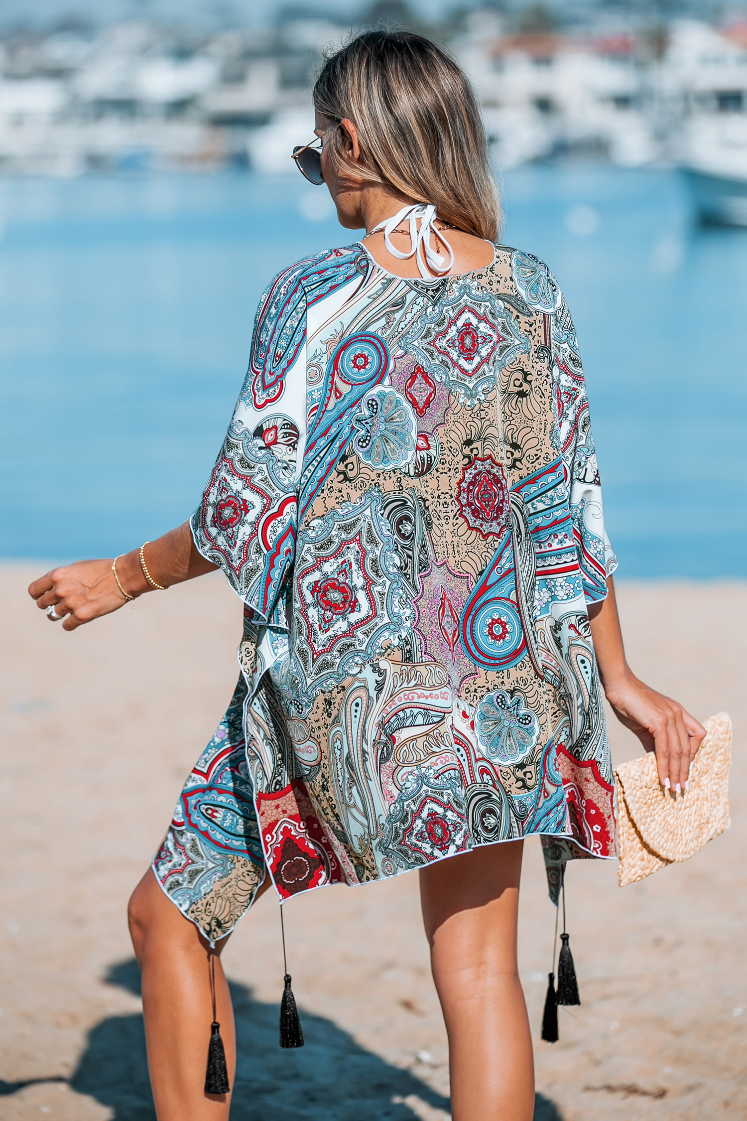 Kimono cover up à manches dolman paisley
