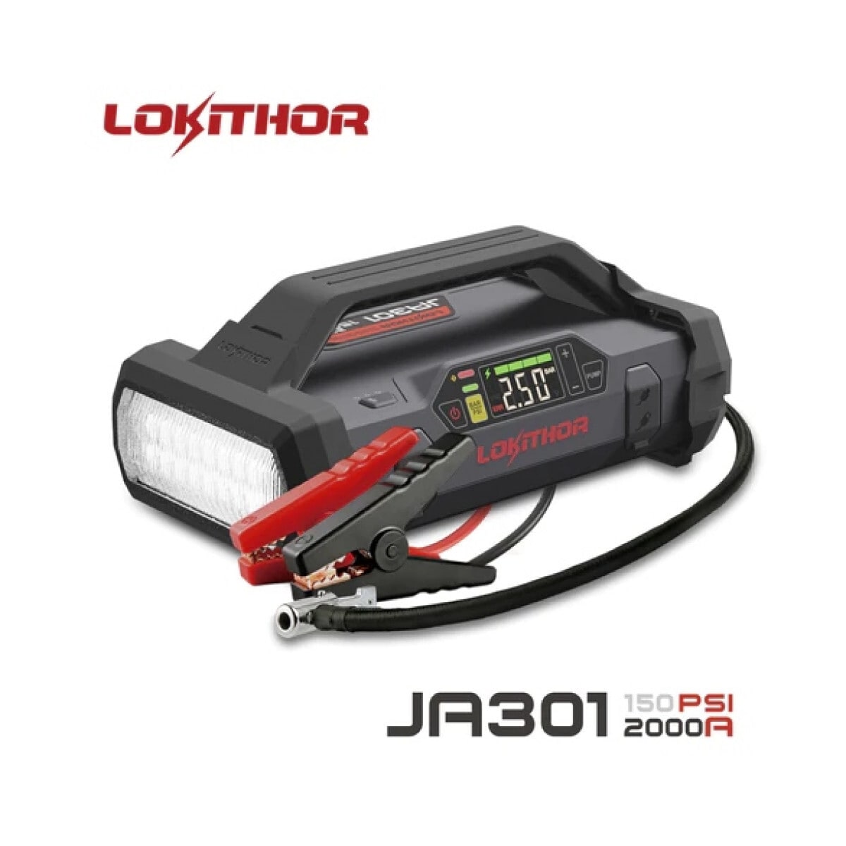 LOKITHOR Lithium Startbooster 2000A med 150 PSI Luftkompressor