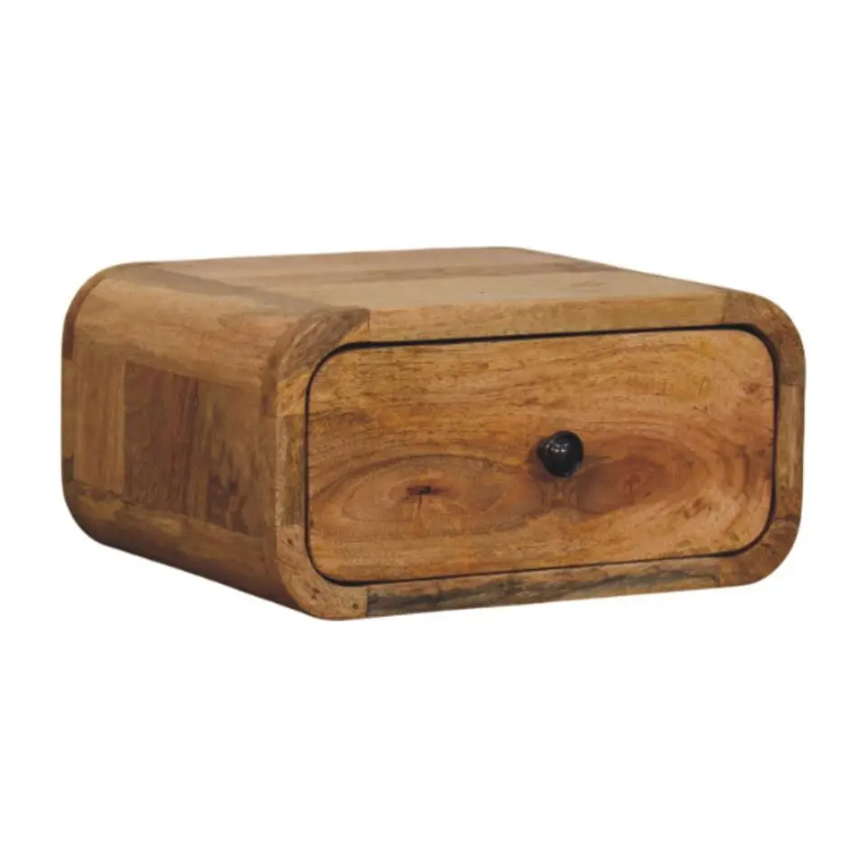 Avora Mini Wandgemonteerde Oak-ish Nachtkastje, 1 Lade, Beige