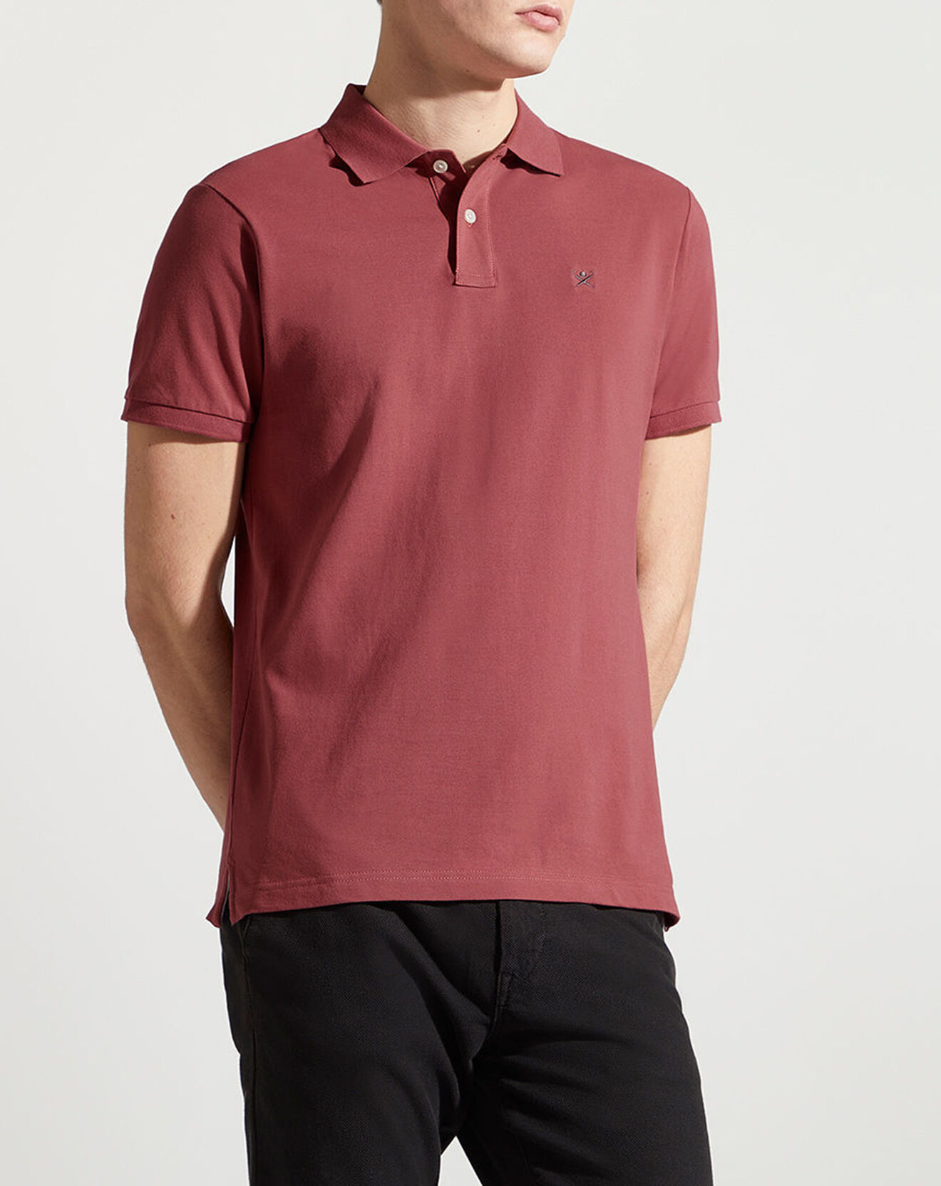 Hackett London Polo Slim Fit manches courtes uni piqué rouge