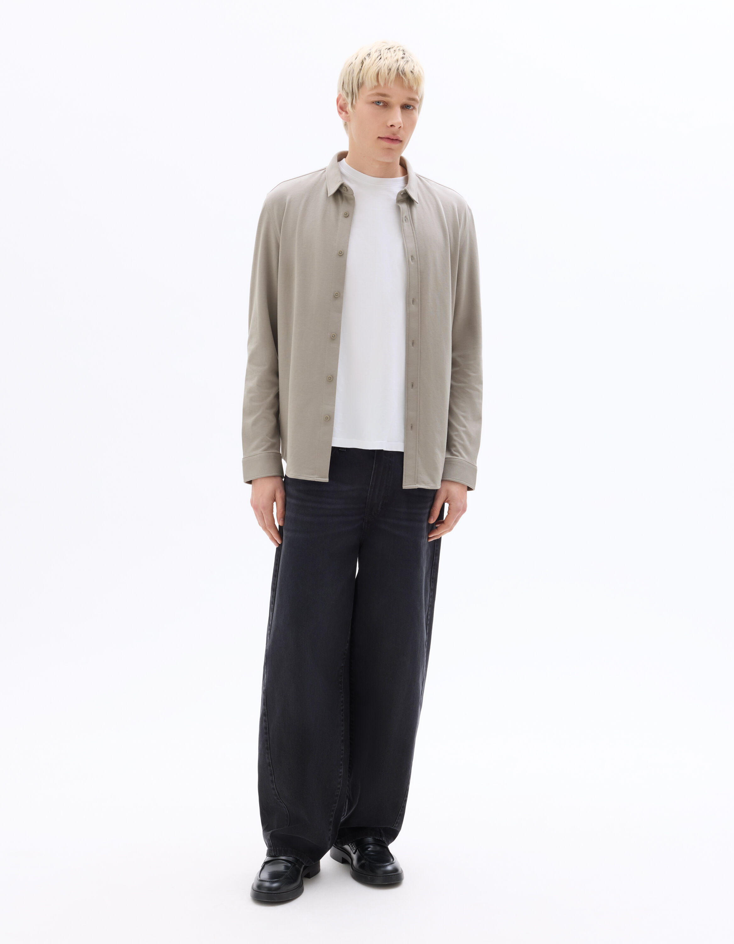 Chemise regular en jersey - gris