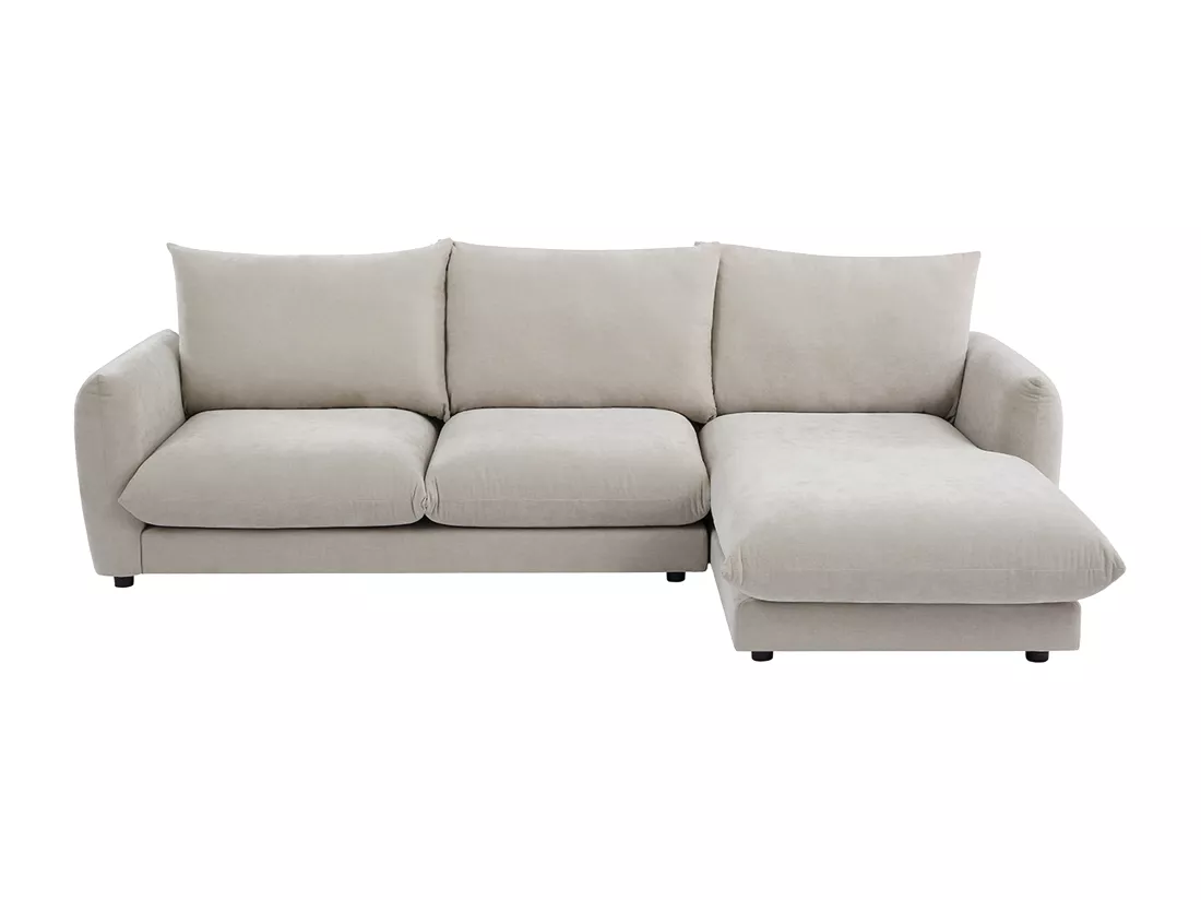 Canapé d'angle droit en tissu beige RUNILIO