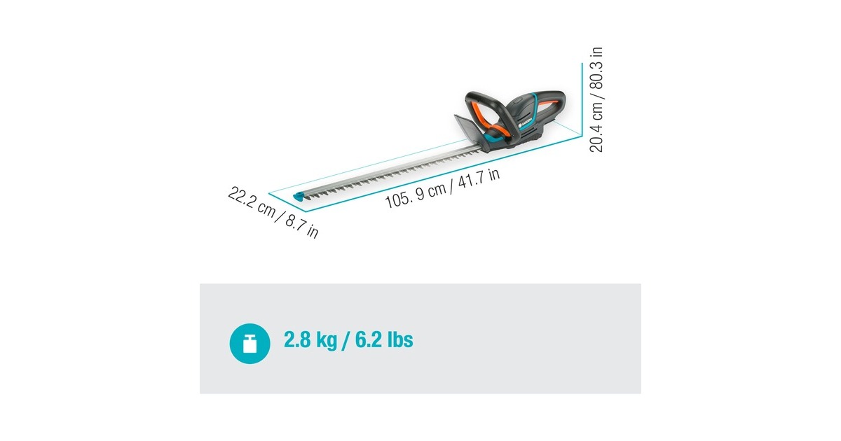 GARDENAAccu heggenschaar ComfortCut 60/18V P4A solo  (Grijs/turquoise, 14731-55, Accu niet inbegrepen)