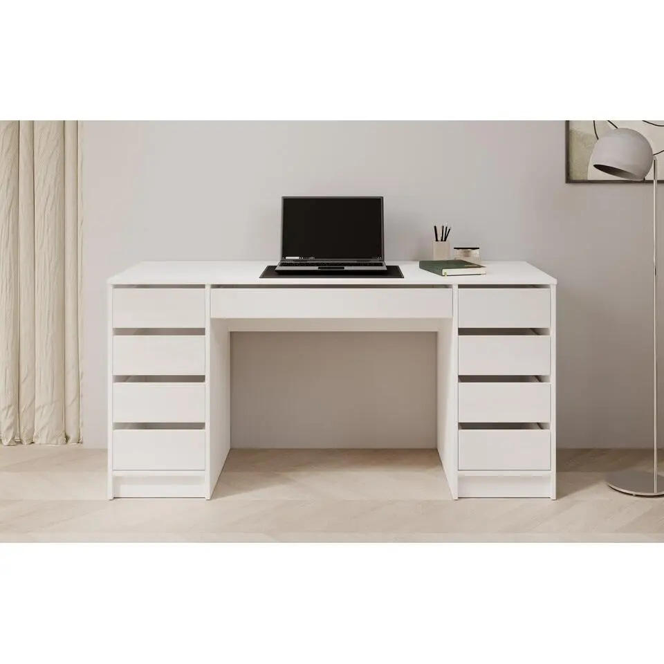 Meubella - Bureau Avio 2 - Wit hoogglans - 154 cm