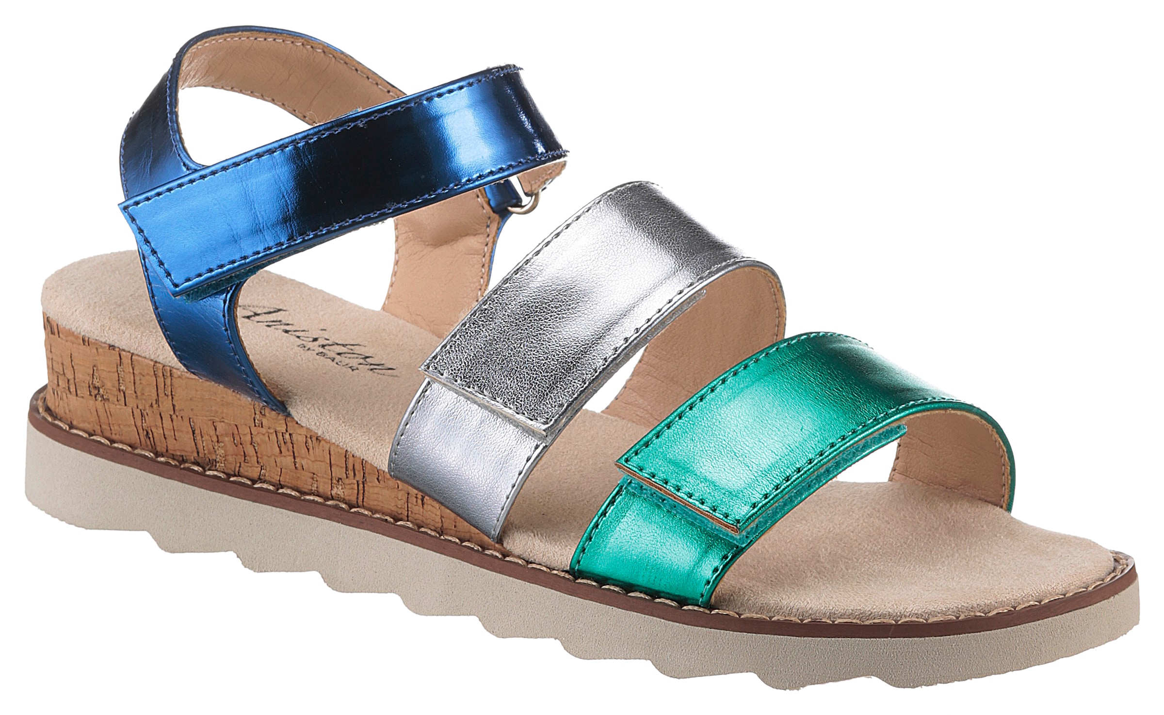 Aniston SHOES Keilsandalette  , Sandale, Sommerschuh, Klettschuh, Metallic-Optik - NEUE KOLLEKTION