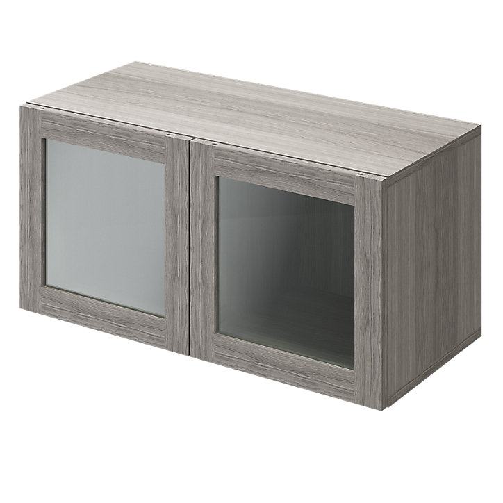 Meuble mural portes battantes vitrées effet chêne grisé GoodHome Atomia H. 37,5 x L. 75 x P. 37 cm