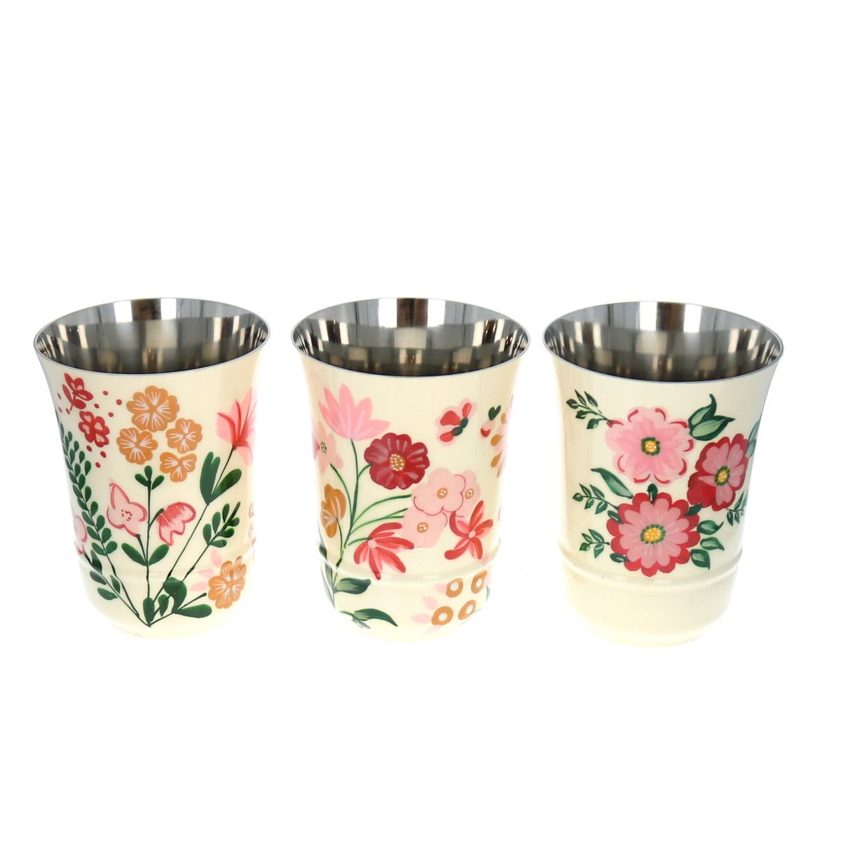 Verre métallique écru à fleurs  Pondie Chérie