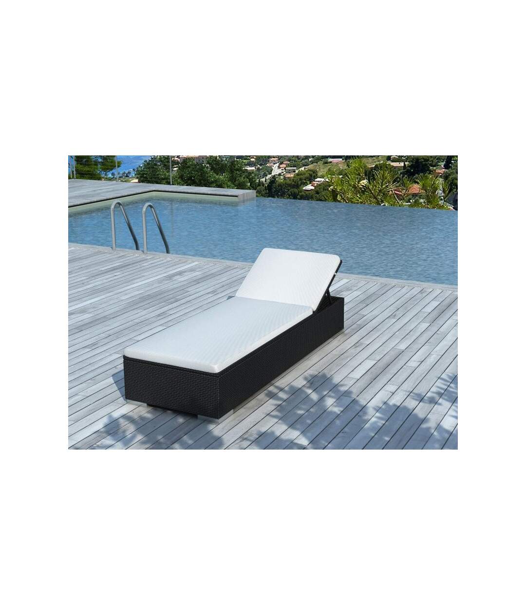Paris Prix - Transat En Résine Tressée simple 197cm Noir