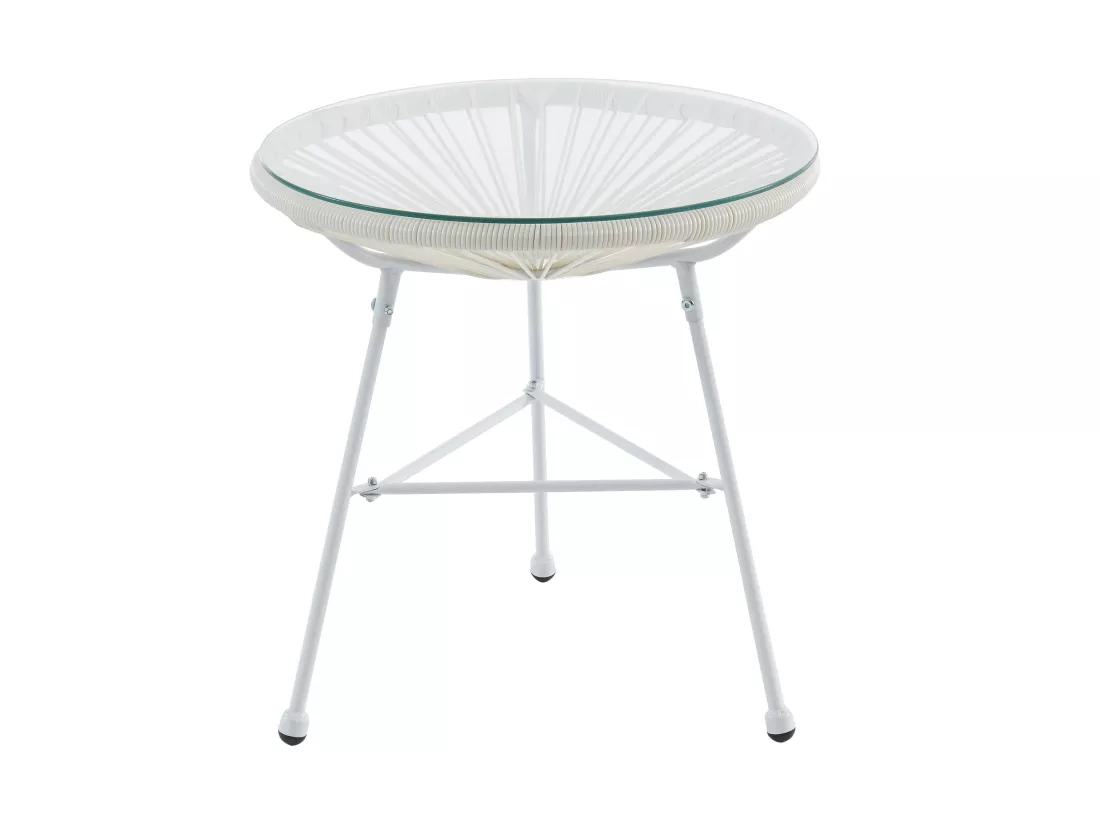 Table de jardin en fils de résine tressés - Blanc - ALIOS III de MYLIA