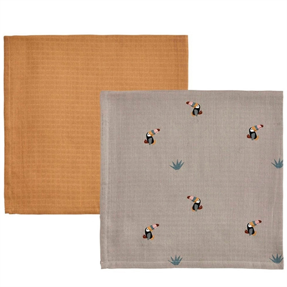 Køb OYOY Toucan Muslin Stofble 2-pak Clay / Caramel