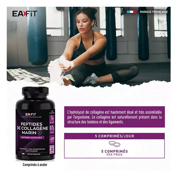 Peptídeos de colágeno marinho Eafit para o bem-estar muscular e articular, 120 comprimidos
