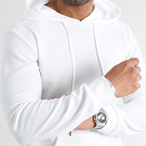 Sweat Capuche Texturé Waffle 0588 Blanc