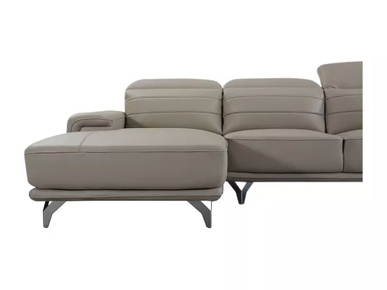 Canapé d'angle en cuir KARL Beige - Angle Droit