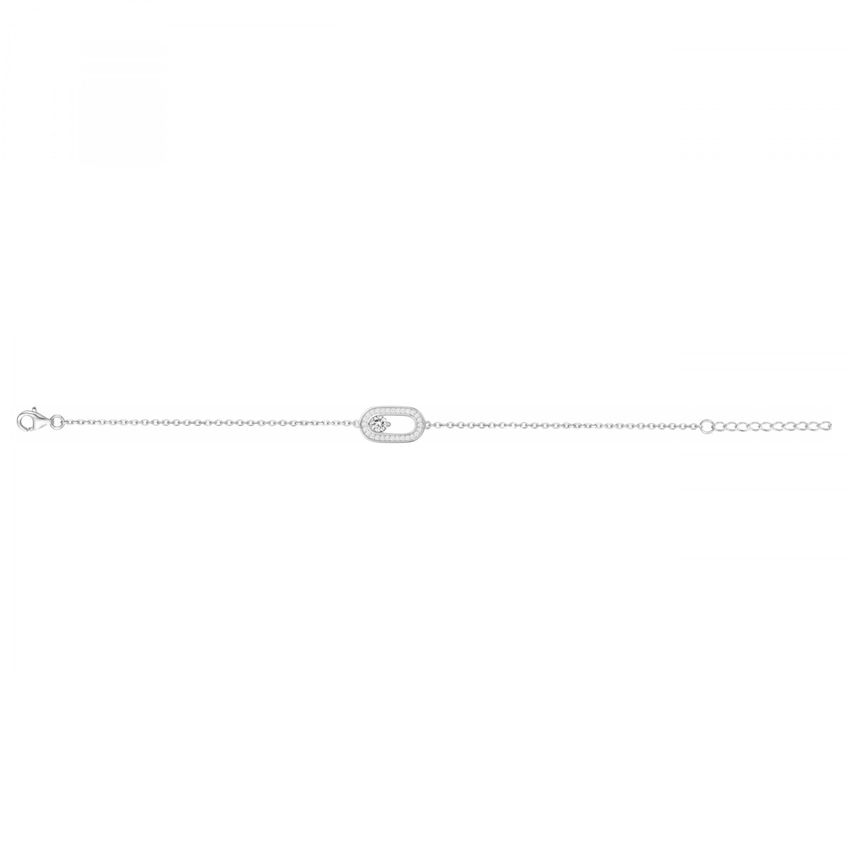 Bracelet souple mono-motif en Argent avec oxyde de zirconium blanc