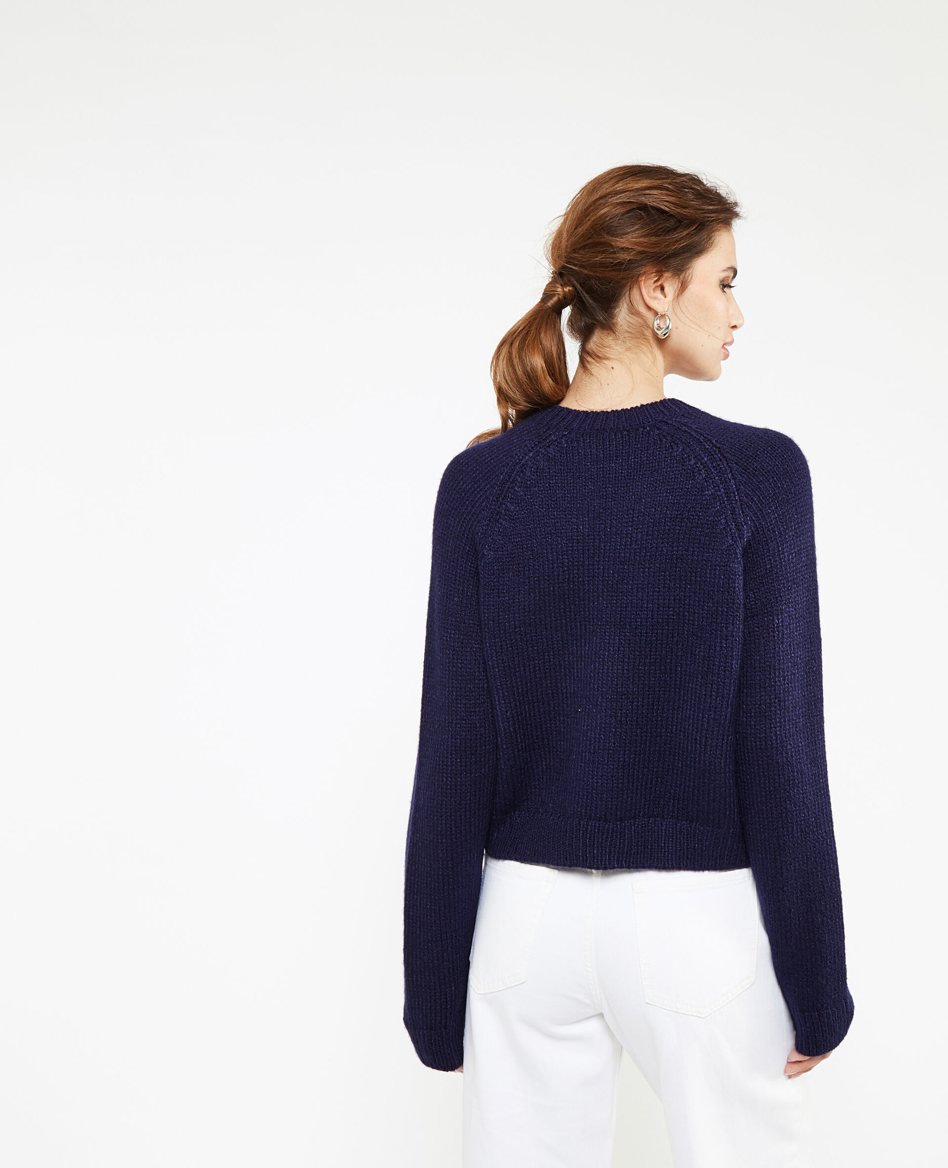 Gilet en maille avec gros boutons - Bleu marine