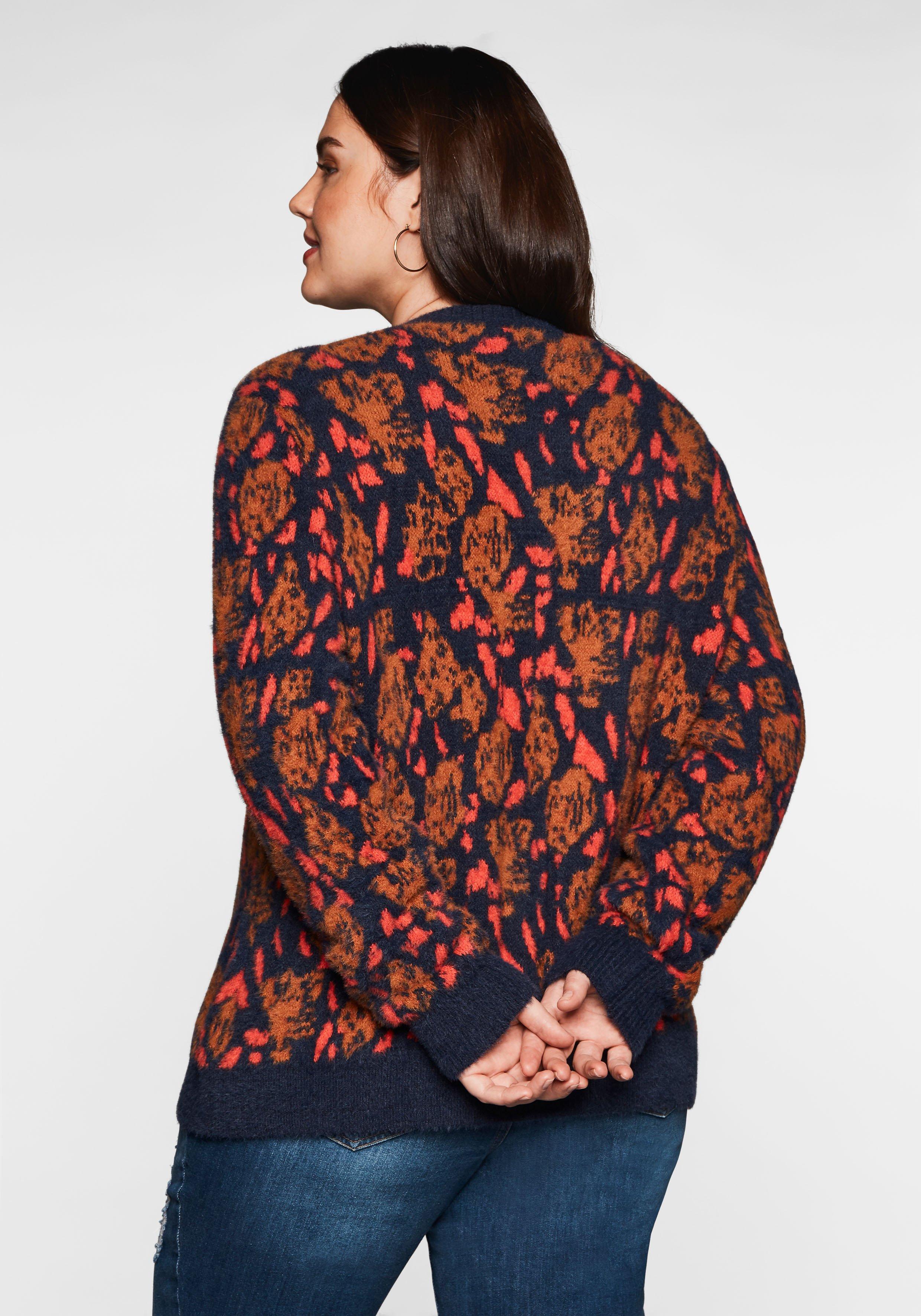 Strickjacke mit Rundhals und Jacquardmuster