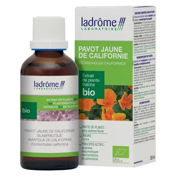 Extrato fresco de papoula amarela orgânica da Califórnia Ladrome 50ml