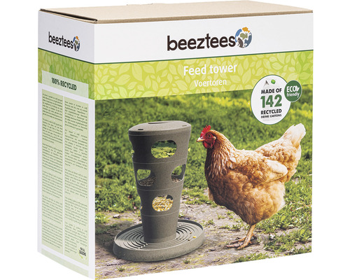Kippenvoedertoren Beeztees grijs 30 x 30 x 36 cm gerecycled plastic
