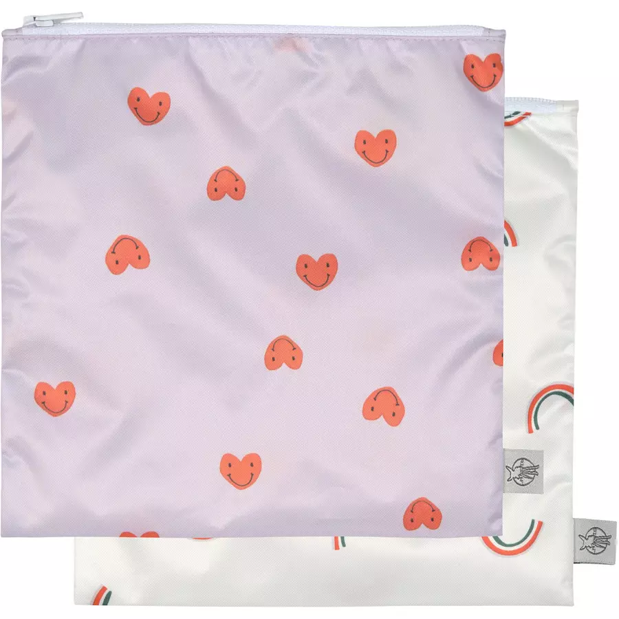 LÄSSIG Frühstücksbeutel, Happy Rascals Heart lavender 2 Stück