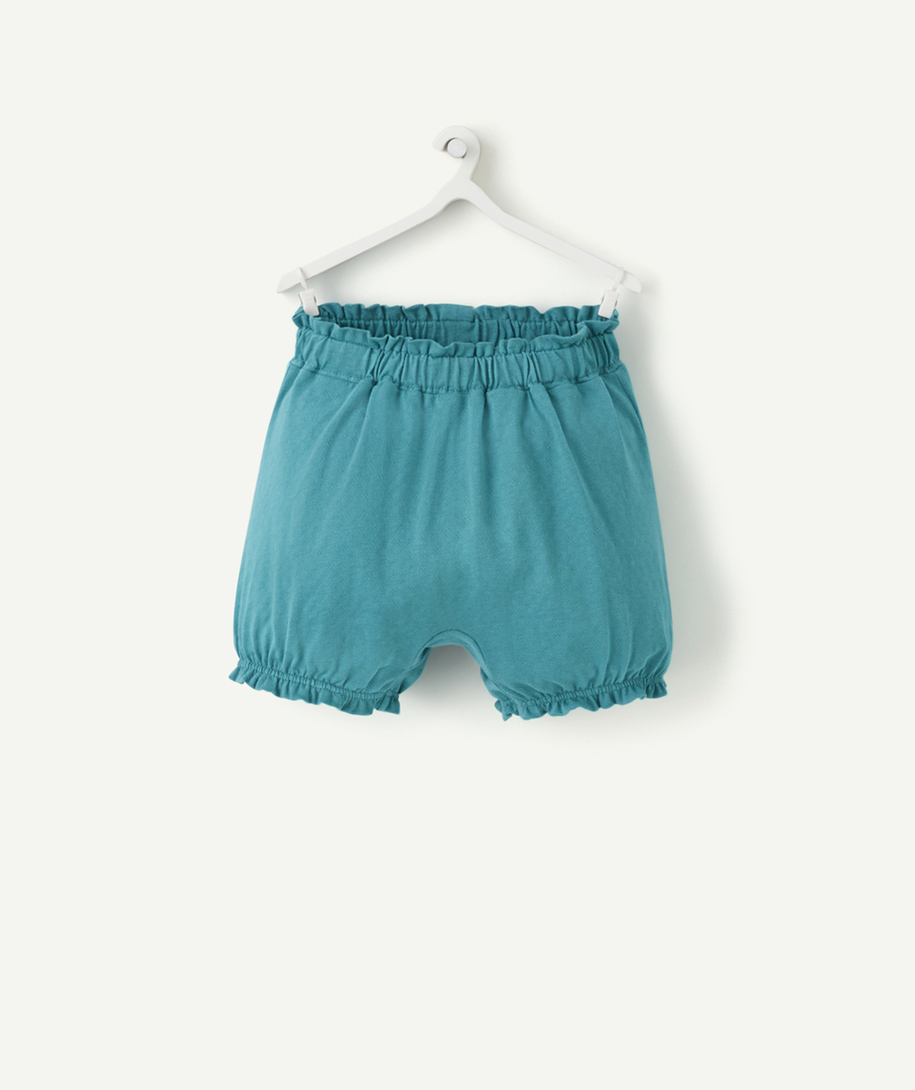 SHORT BÉBÉ FILLE EN COTON BIO VERT CANARD