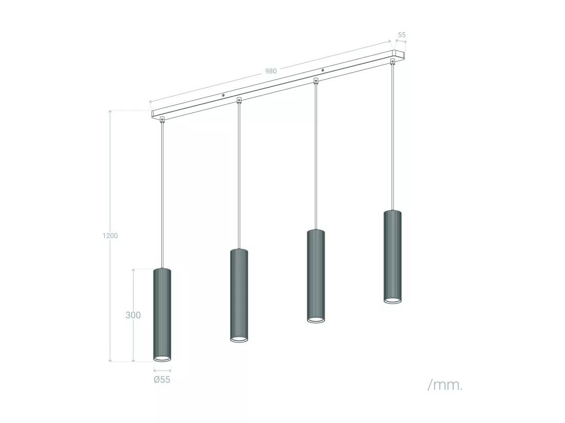 Suspension Aluminium 4 Spots Breix Noir