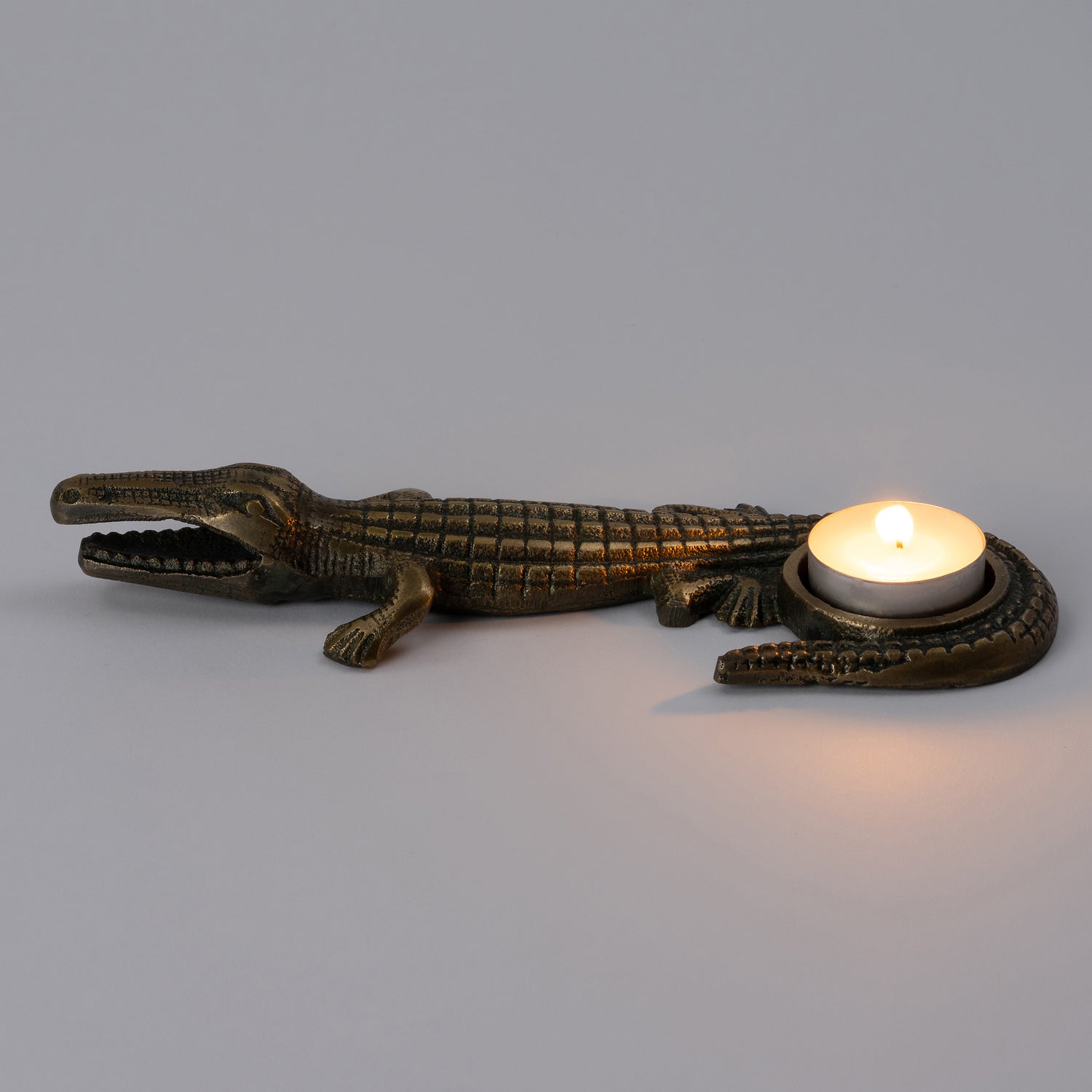Intratuin waxinelichthouder Krokodil koper 22 x 8,5 x 3 cm