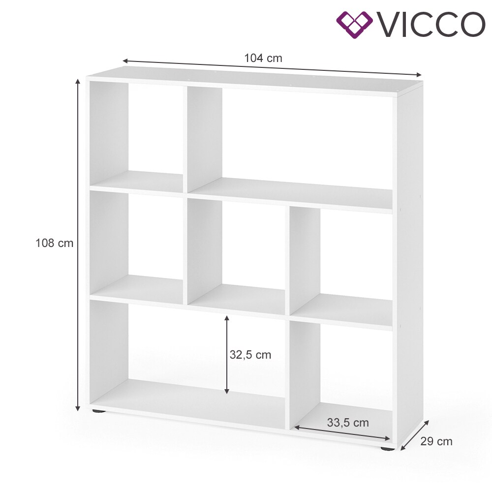 VICCO Raumteiler NOVE 7 Fächer Weiß - Bücherregal Würfelregal Standregal Regal